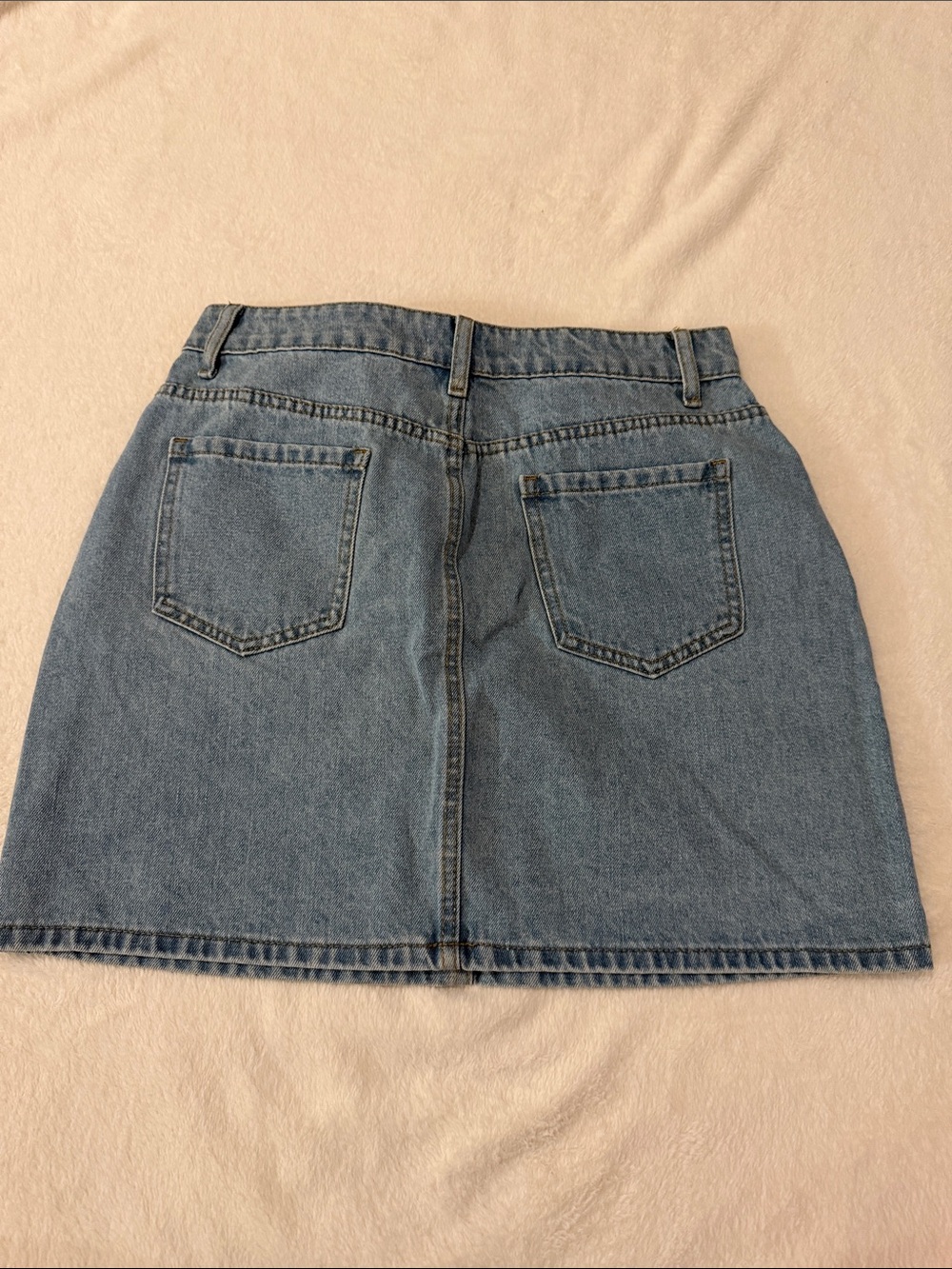 Embroidered Floral Denim Skirt - Blue - Picture 5 of 7